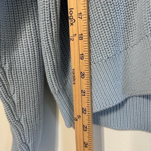 Quince Organic Cotton Sky Blue Women's Cardigan Sweater Size Medium Chunky Knif - Picture 8 of 9